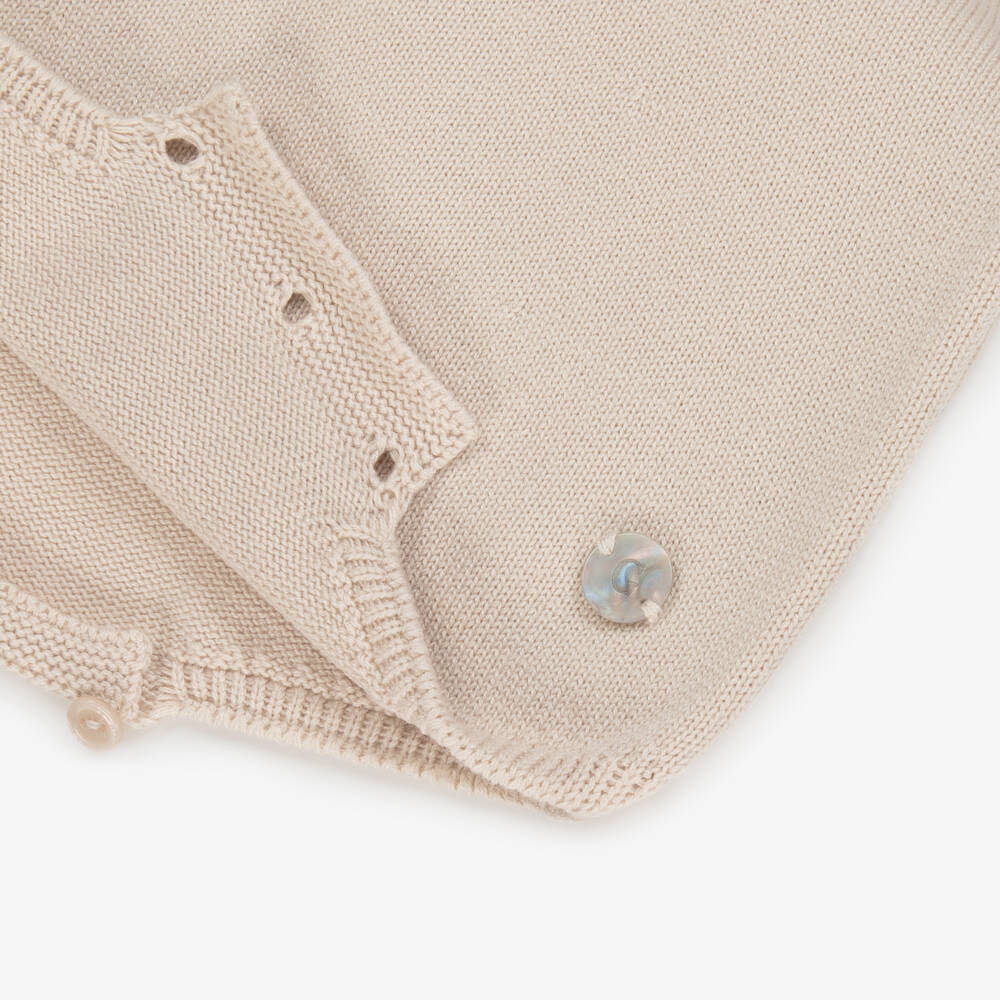 Artesanía Granlei-Baby Boys Beige Cotton Romper | Childrensalon Outlet