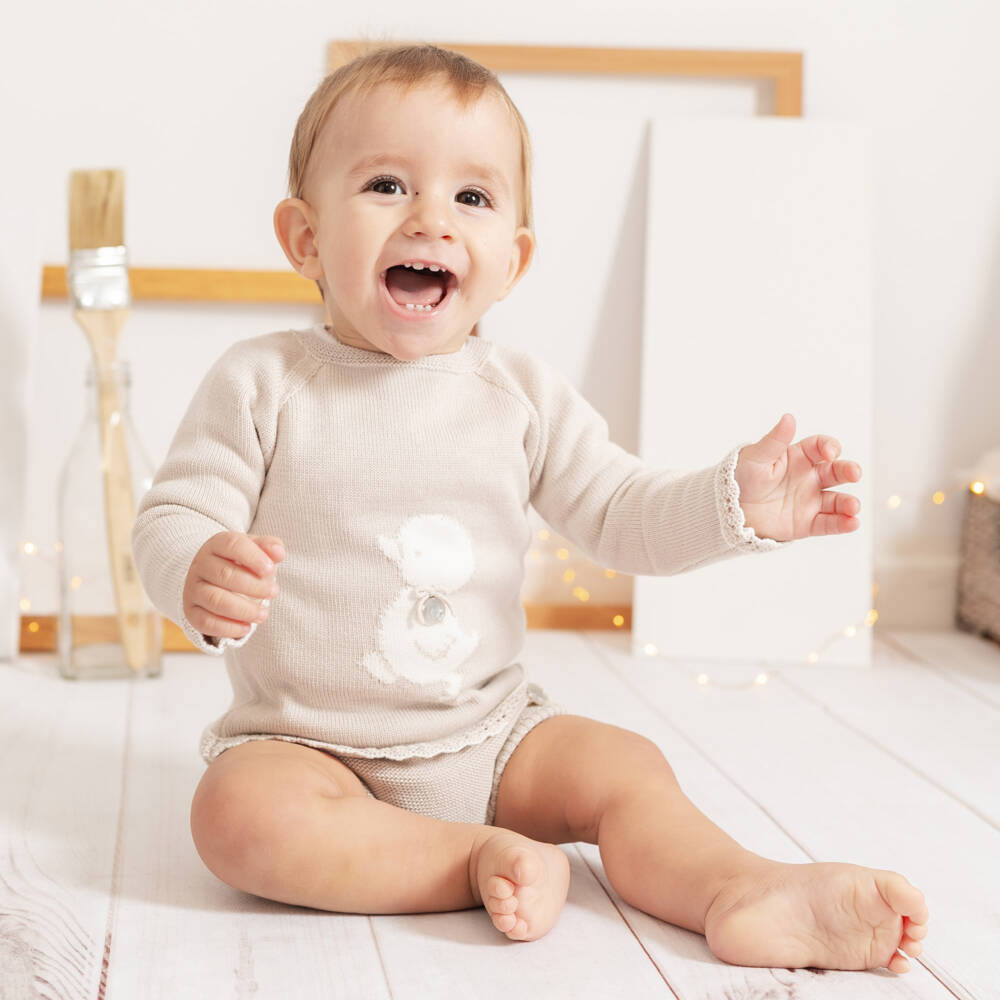 Artesanía Granlei-Baby Boys Beige Duck Motif Shorts Set | Childrensalon Outlet