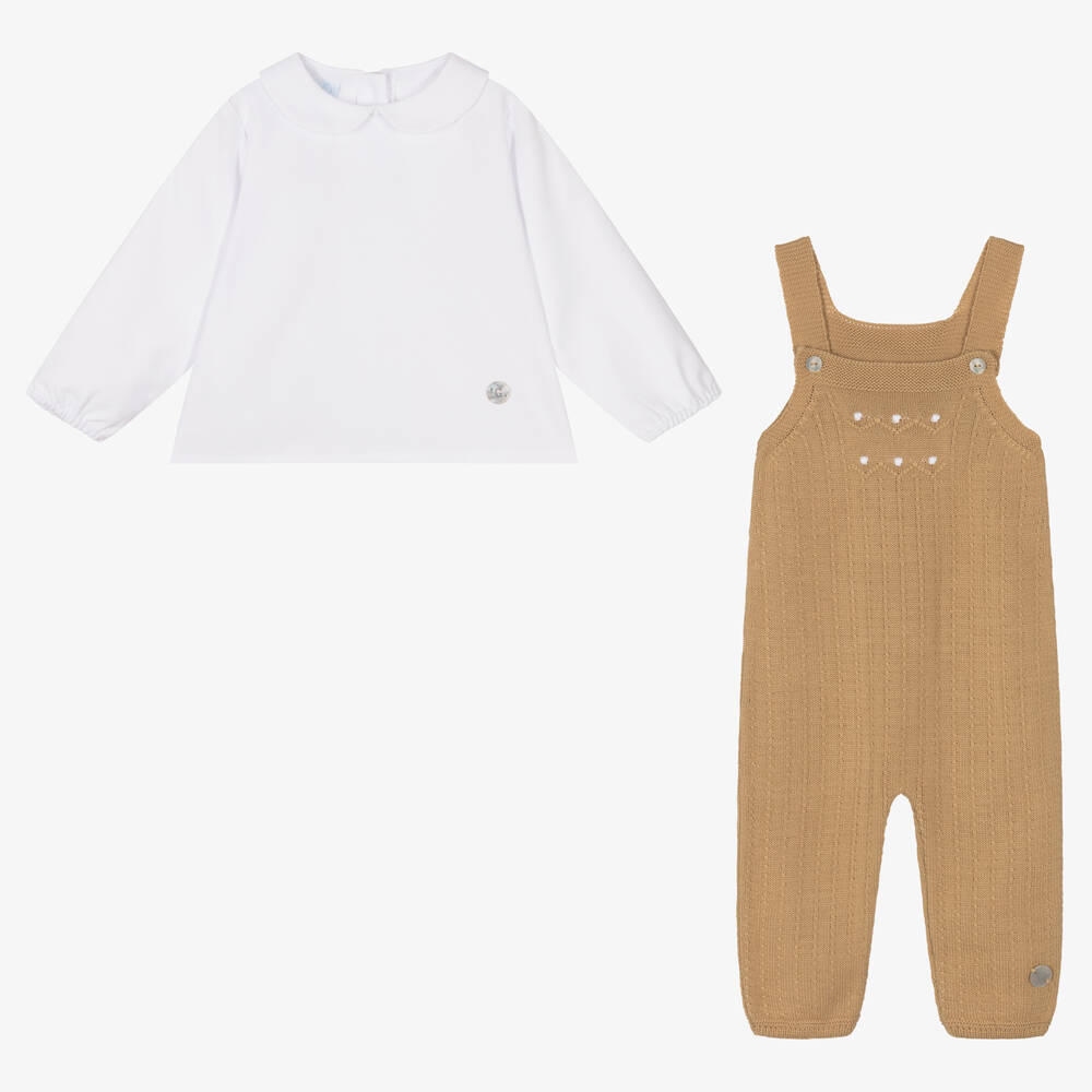 Artesanía Granlei Baby Boys Beige Dungaree Set Childrensalon Outlet