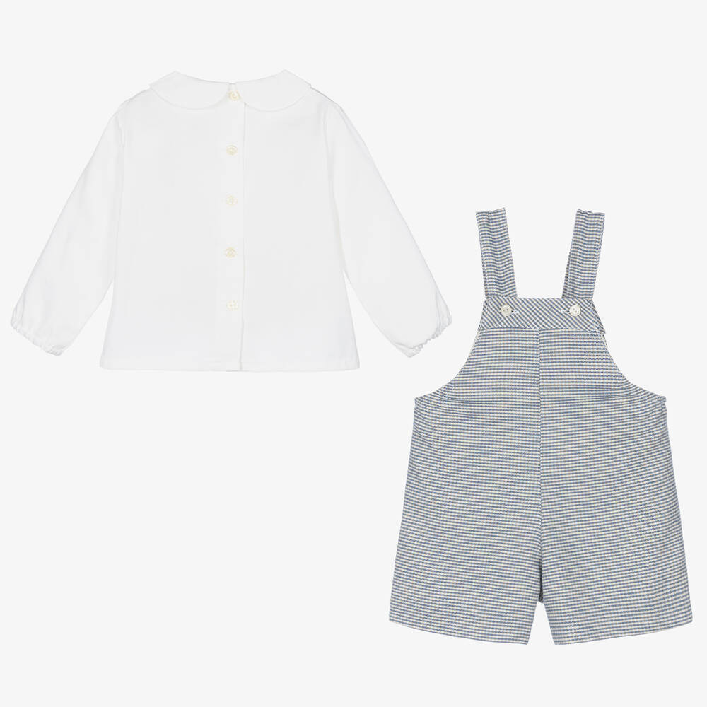 Artesanía Granlei-Baby Boys Blue Check Dungaree Shorts Set | Childrensalon Outlet