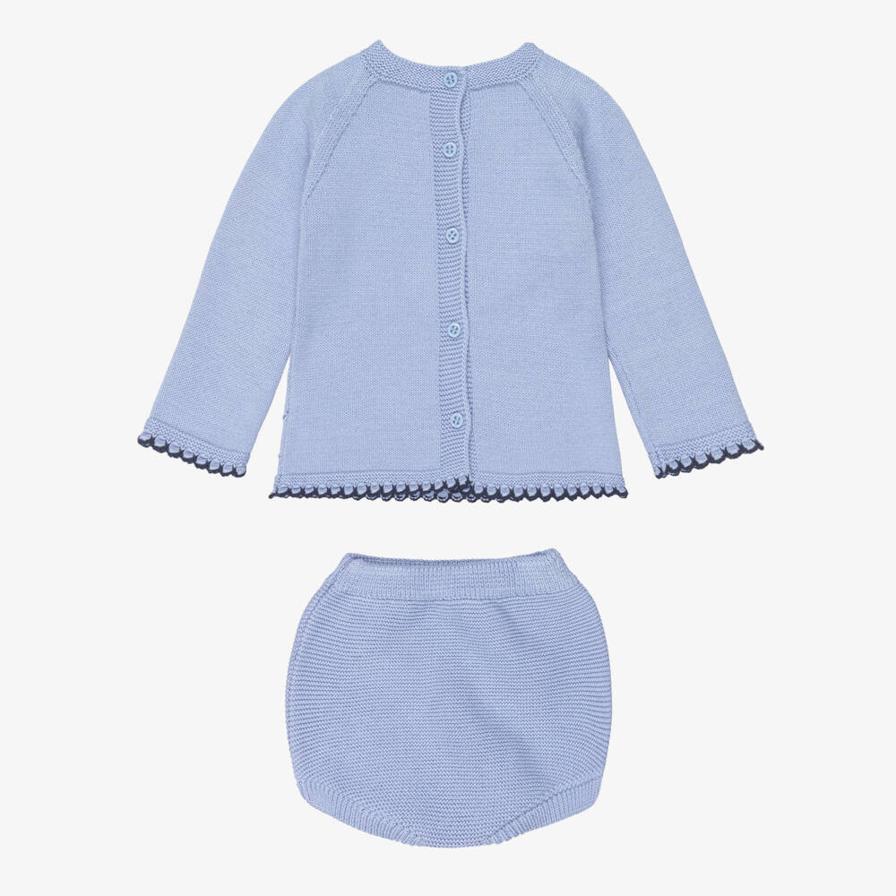 Artesanía Granlei-Baby Boys Blue Diamond Knit Shorts Set | Childrensalon Outlet