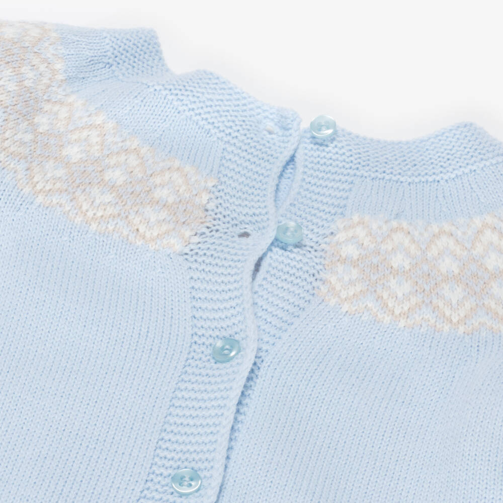 Artesanía Granlei-Baby Boys Blue Fair Isle Knitted Trouser Set | Childrensalon Outlet