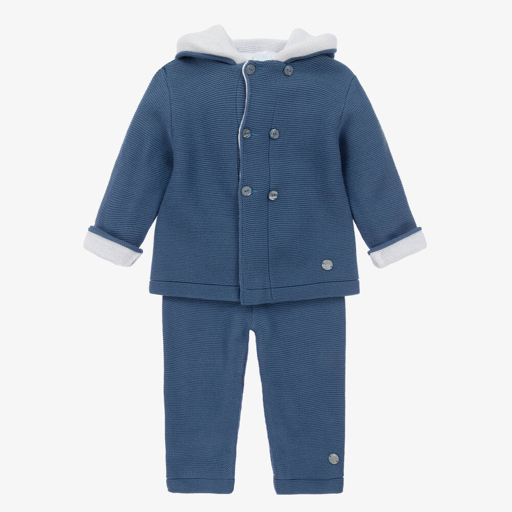 Artesanía Granlei - Baby Boys Blue Knitted Trousers Set | Childrensalon