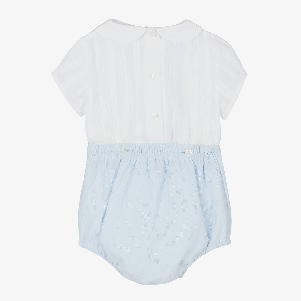 Artesanía Granlei-Baby Boys Blue & White Buster Suit | Childrensalon Outlet