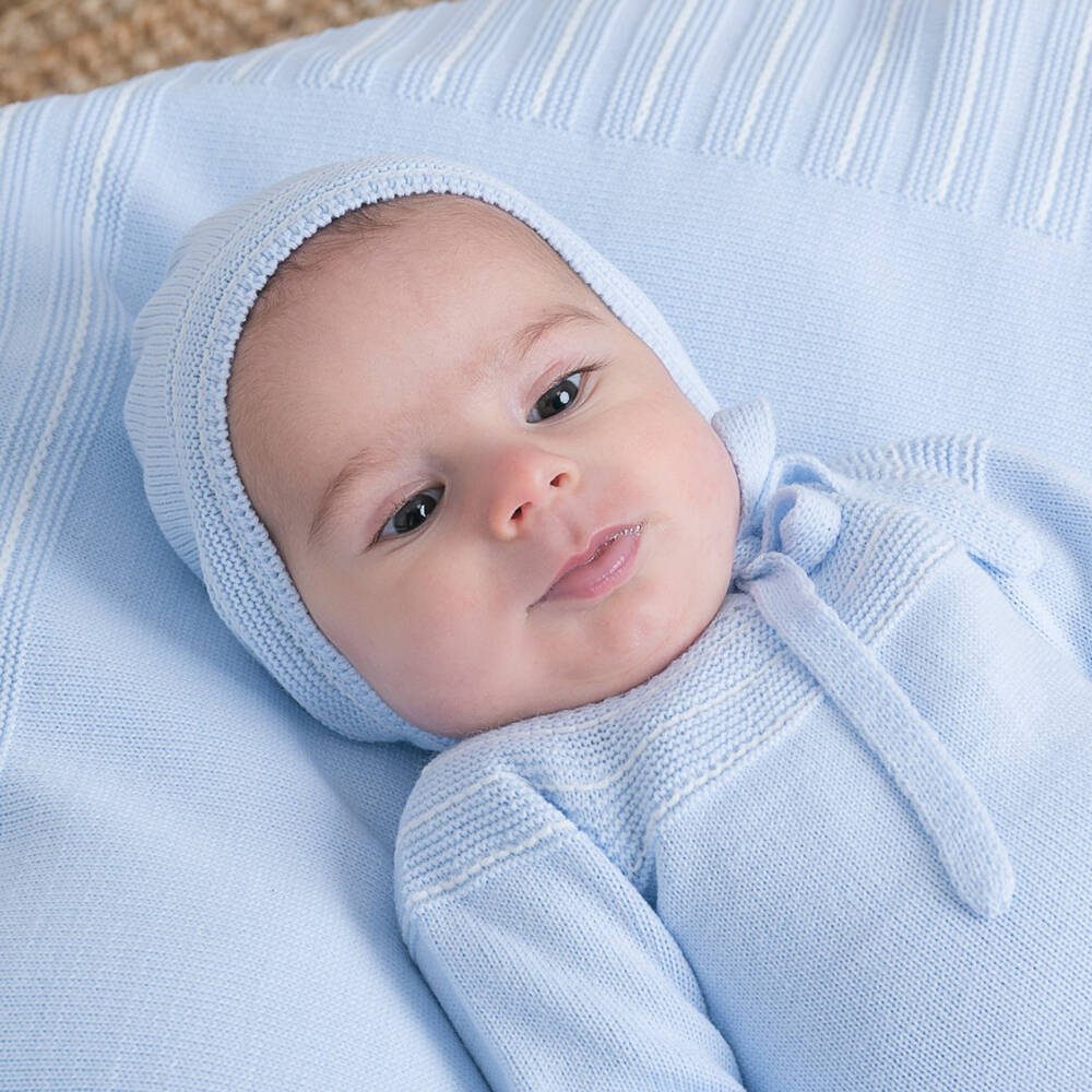 Artesanía Granlei-Baby Boys Delicate Blue Knit Hat | Childrensalon Outlet