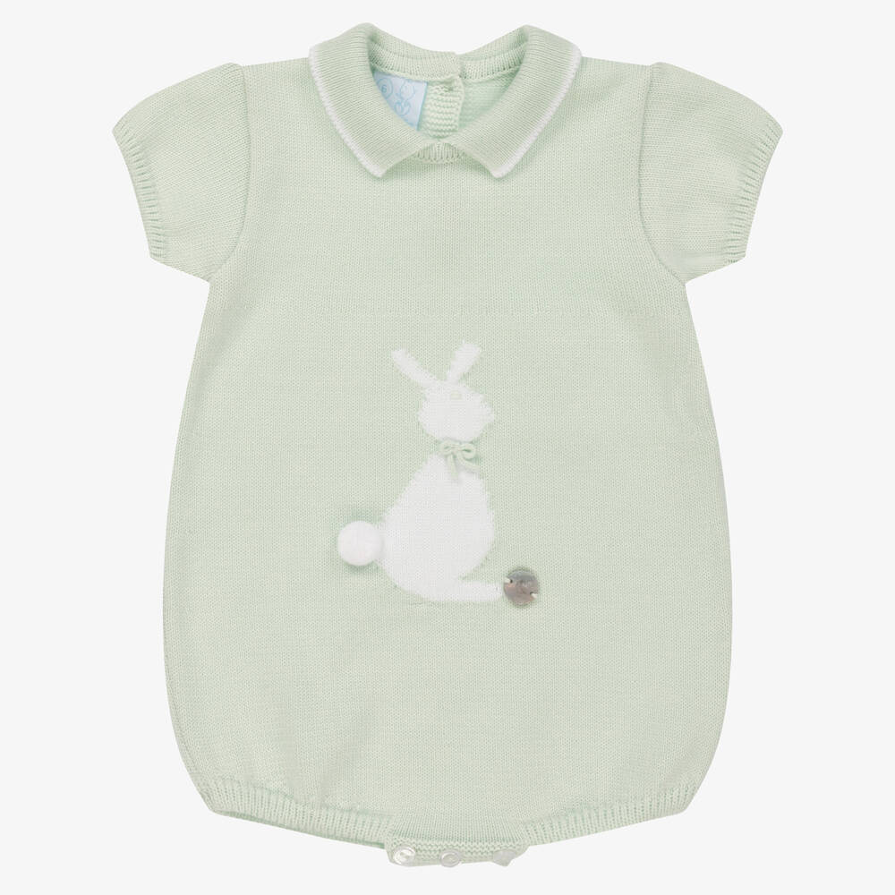 Artesanía Granlei - Baby Boys Green Knitted Bunny Shortie | Childrensalon