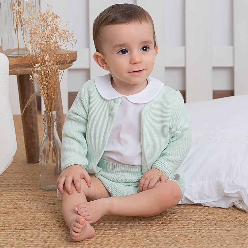 Artesania Granlei Ensemble short vert en maille bebe Childrensalon Outlet