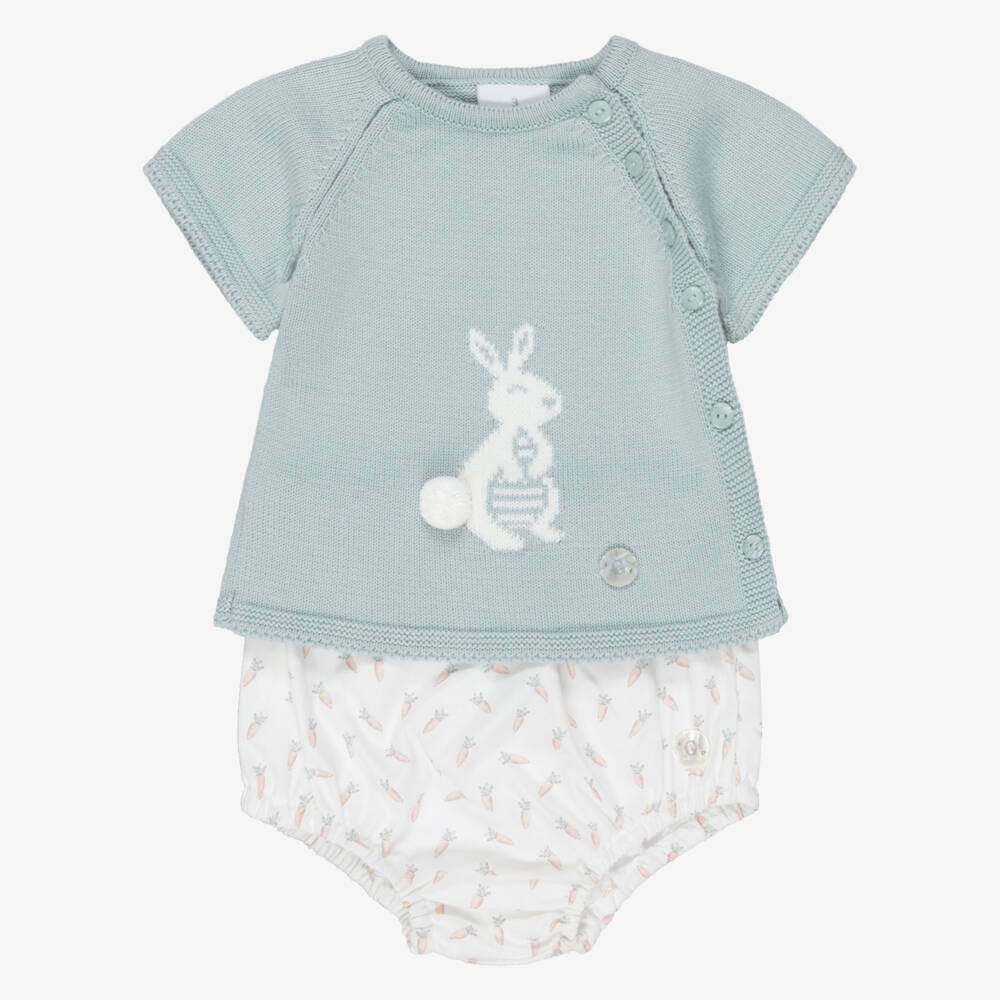Artesanía Granlei-Baby Boys Green & White Rabbit Shorts Set | Childrensalon Outlet