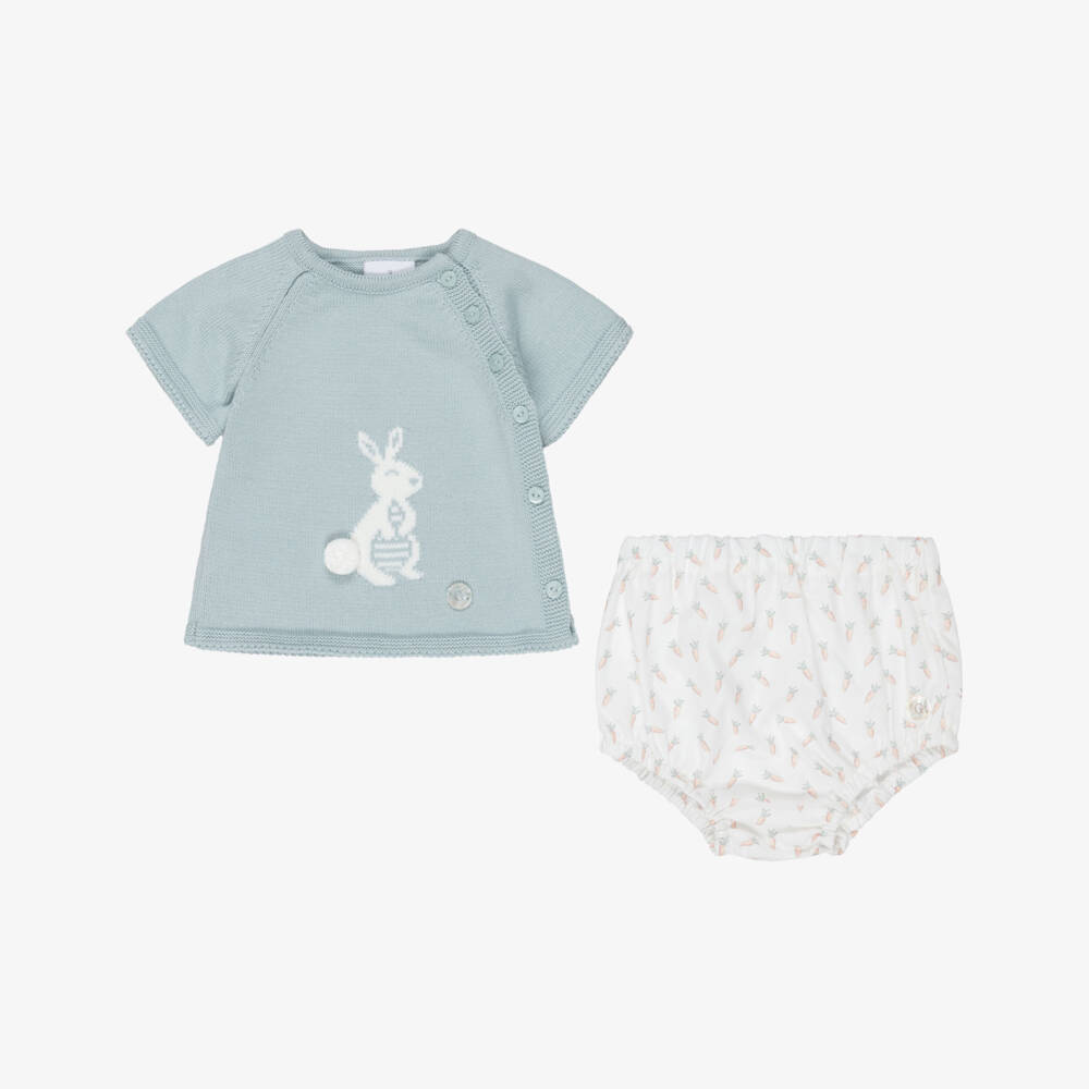 Artesanía Granlei-Baby Boys Green & White Rabbit Shorts Set | Childrensalon Outlet