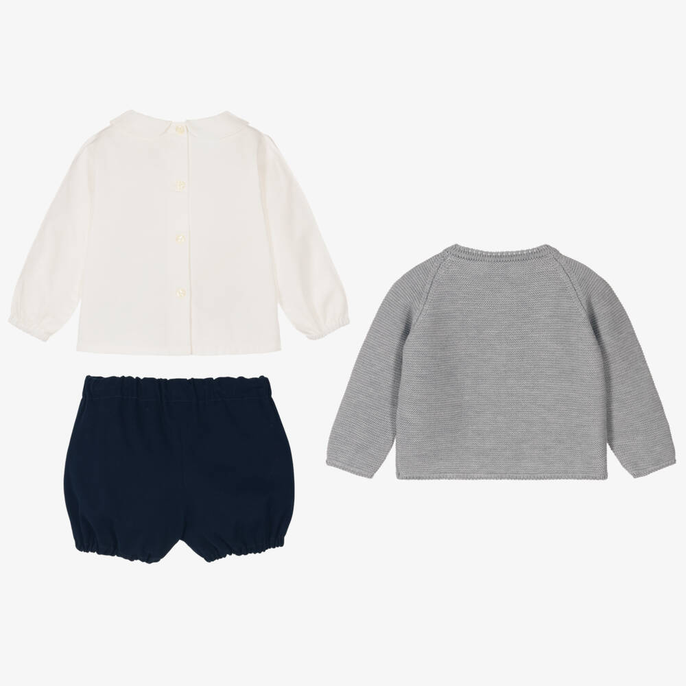Artesanía Granlei-طقم شورتات قطنية رمادية زرقاء للأولاد | Childrensalon Outlet