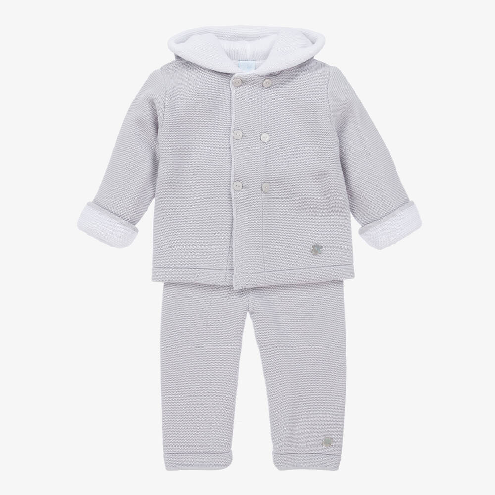 Artesanía Granlei - Baby Boys Grey Knitted Trousers Set | Childrensalon