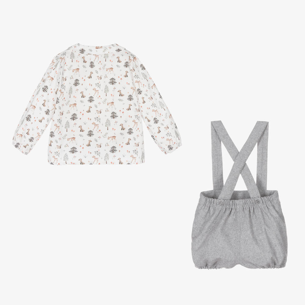 Artesanía Granlei-Baby Boys Grey & White Woodland Short Set | Childrensalon Outlet