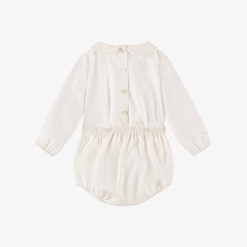 Artesanía Granlei-Baby Boys Ivory Cotton Shorts Set with Peter Pan Collar | Childrensalon Outlet