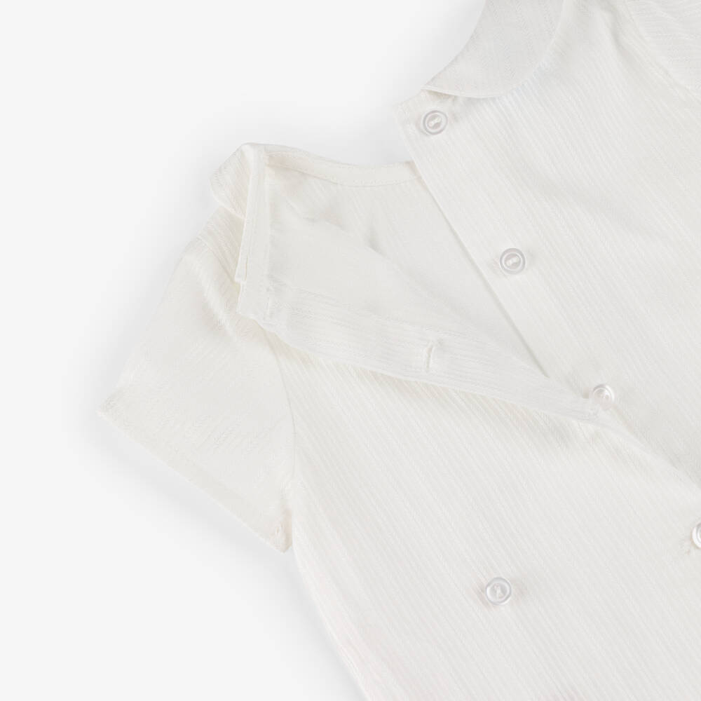 Artesanía Granlei-Baby Boys Ivory & Pink Buster Suit | Childrensalon Outlet