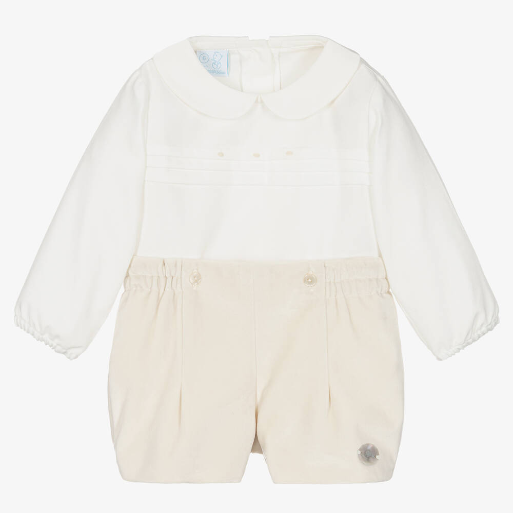 Artesanía Granlei - Baby Boys Ivory Velvet Buster Suit | Childrensalon
