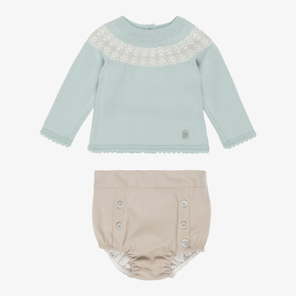 Artesanía Granlei-Комплект свитер мятный Fair Isle для мальчиков | Childrensalon Outlet