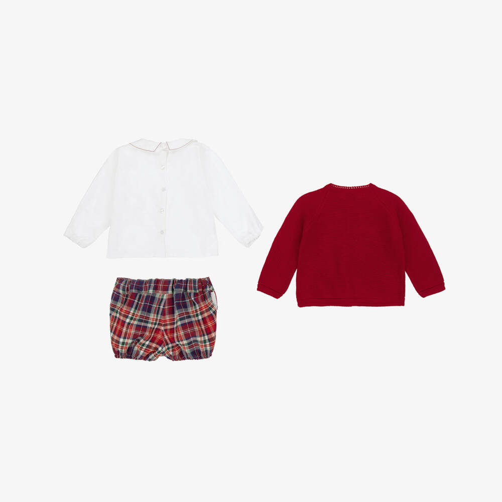 Artesanía Granlei-Baby Boys Red Tartan Check Shorts Set | Childrensalon Outlet