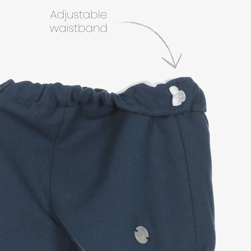 Artesanía Granlei-Baby Boys White & Blue Shorts Set | Childrensalon Outlet