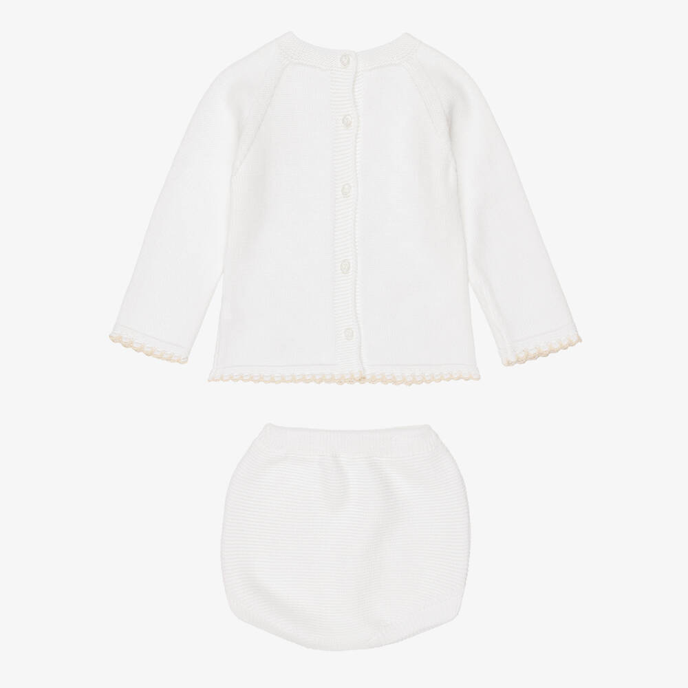 Artesanía Granlei-Baby Boys White Diamond Knit Shorts Set | Childrensalon Outlet