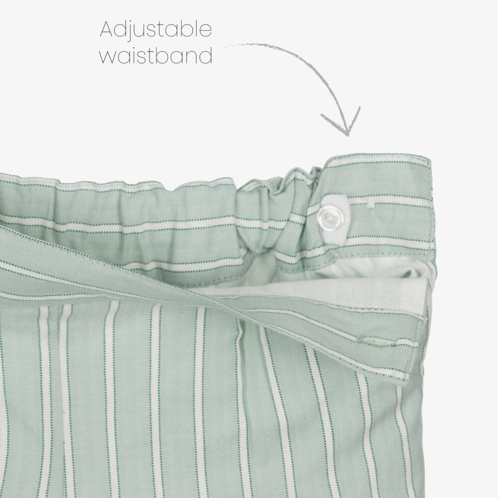 Artesanía Granlei-Baby Boys White & Green Striped Shorts Set | Childrensalon Outlet