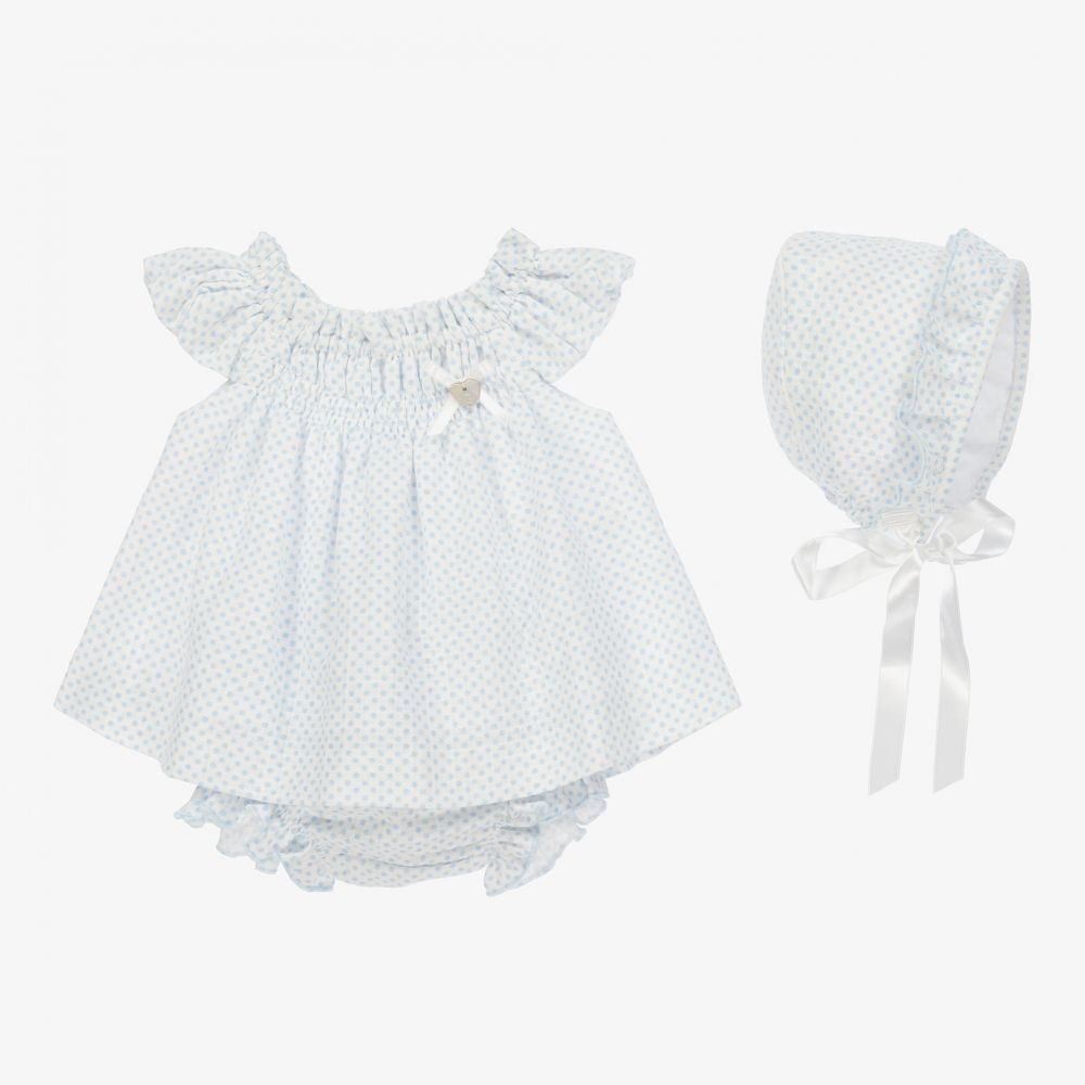 Artesanía Granlei-Голубой комплект с платьем в горошек для малышек | Childrensalon Outlet