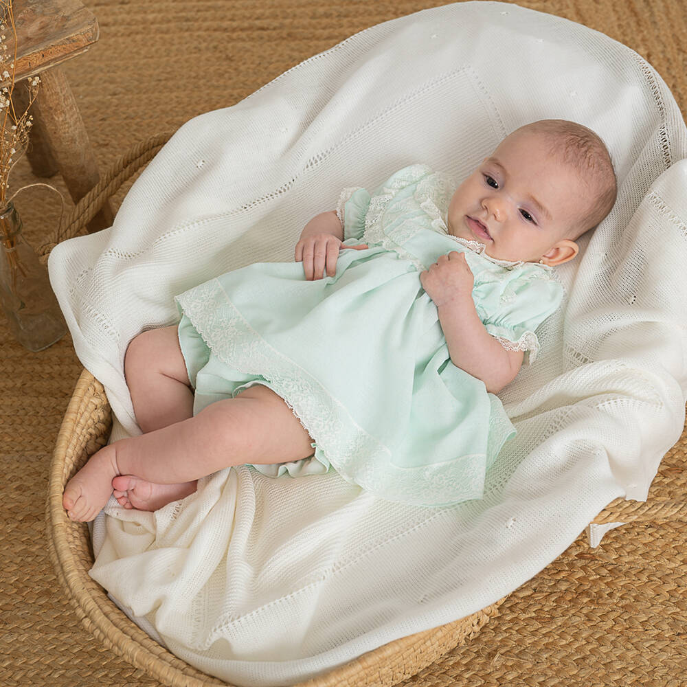 ارتيزانيا  غرانلي-فستان دانتيل لون أخضر للمولودات | Childrensalon Outlet
