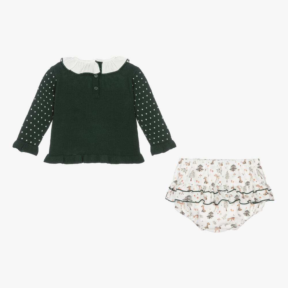Artesanía Granlei-Baby Girls Green & White Fawn Shorts Set | Childrensalon Outlet