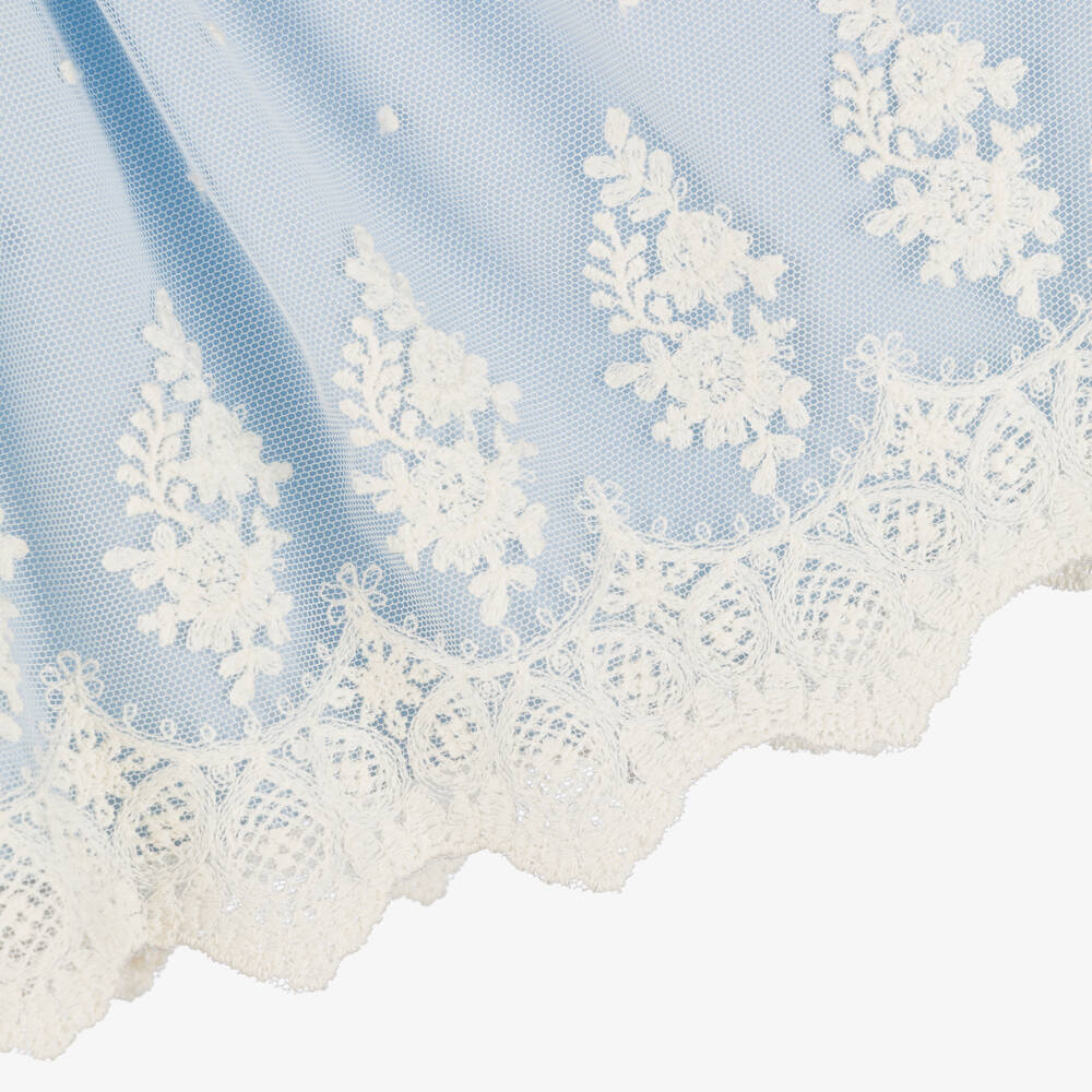 Artesanía Granlei-Baby Girls Ivory & Blue Embroidered Tulle Dress | Childrensalon Outlet