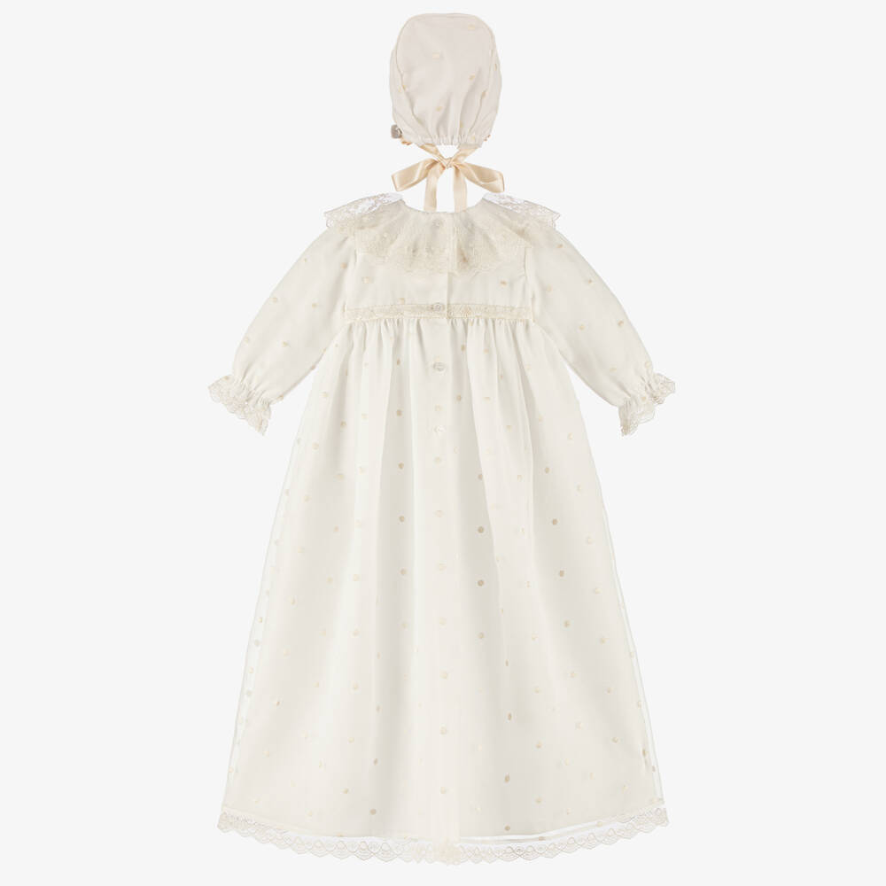 Artesanía Granlei-Baby Girls Ivory Ceremony Gown & Bonnet Set | Childrensalon Outlet