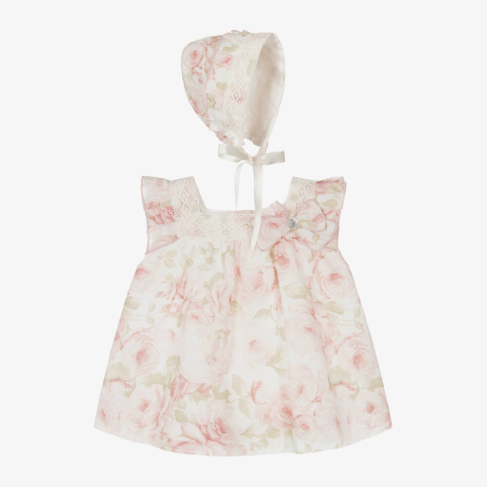 Artesanía Granlei-طقم فستان قطن وكتان لون عاجي للمولودات | Childrensalon Outlet