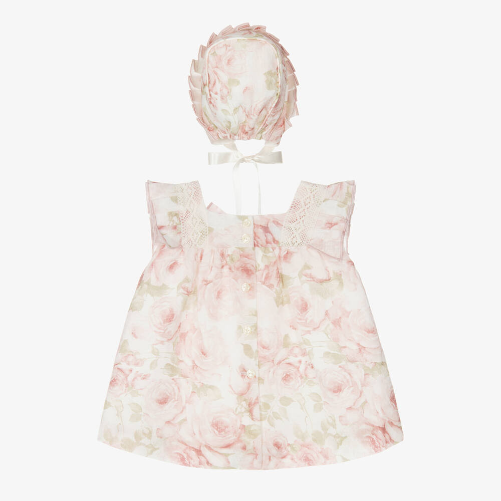 Artesanía Granlei-Baby Girls Ivory Cotton & Linen Dress Set | Childrensalon Outlet
