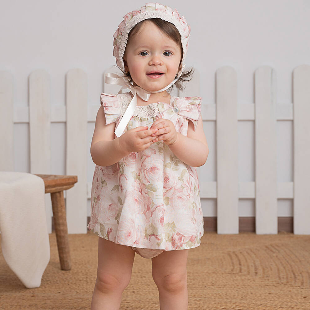 Artesanía Granlei-Baby Girls Ivory Cotton & Linen Dress Set | Childrensalon Outlet