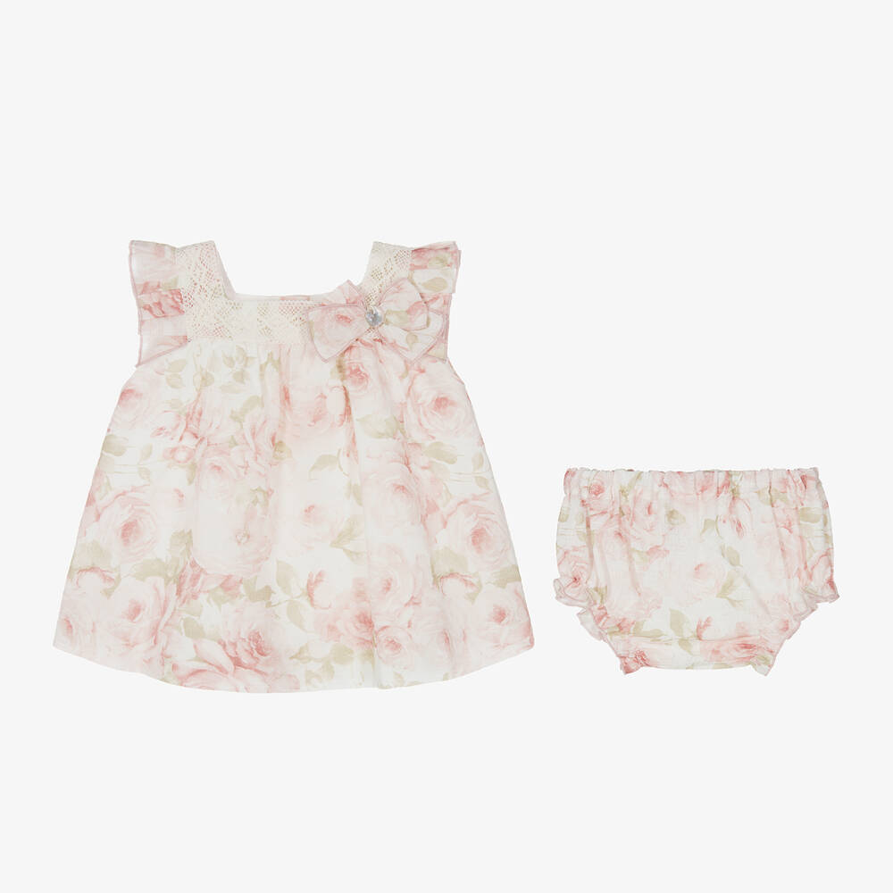 Artesanía Granlei-Baby Girls Ivory Cotton & Linen Dress Set | Childrensalon Outlet