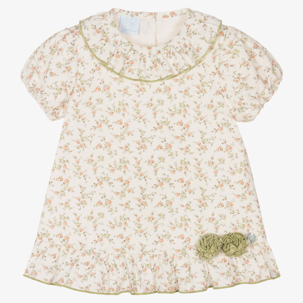 Artesanía Granlei - Baby Girls Ivory Floral Dress  | Childrensalon