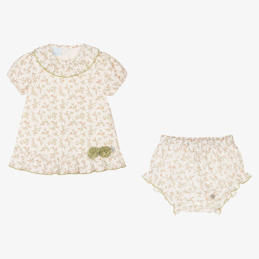 Artesanía Granlei-Baby Girls Ivory Floral Dress  | Childrensalon Outlet