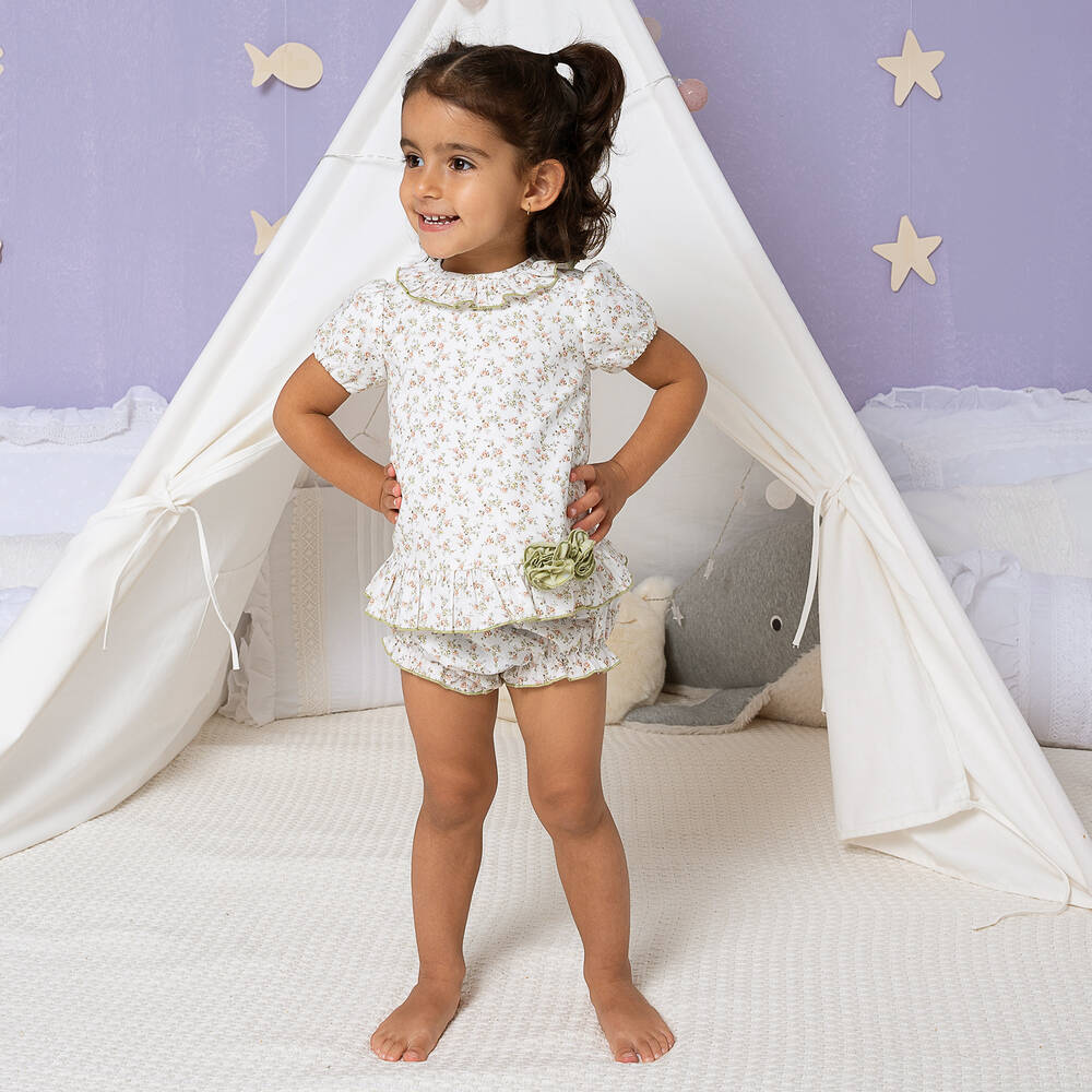Artesanía Granlei-Baby Girls Ivory Floral Dress  | Childrensalon Outlet