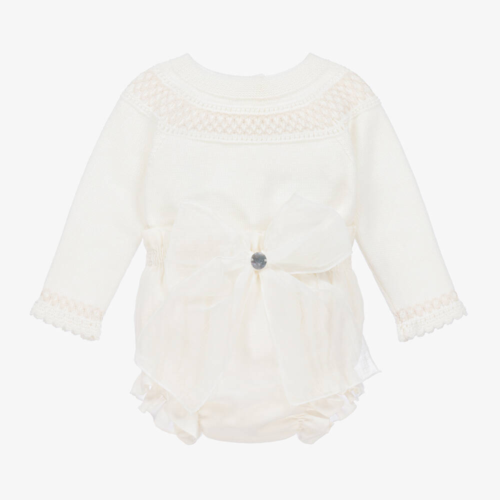 Artesanía Granlei-Baby Girls Ivory Knit Shorts Set | Childrensalon Outlet