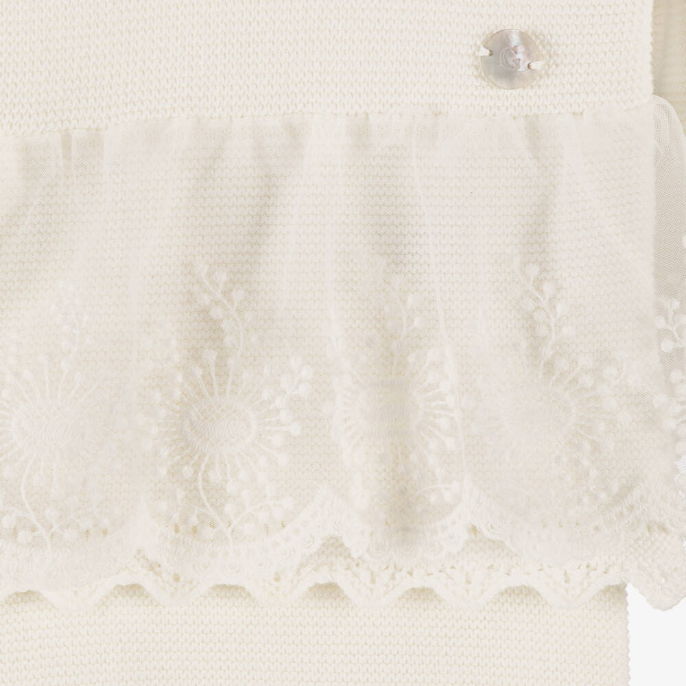 Artesanía Granlei-Baby Girls Ivory Knitted Babysuit Set | Childrensalon Outlet