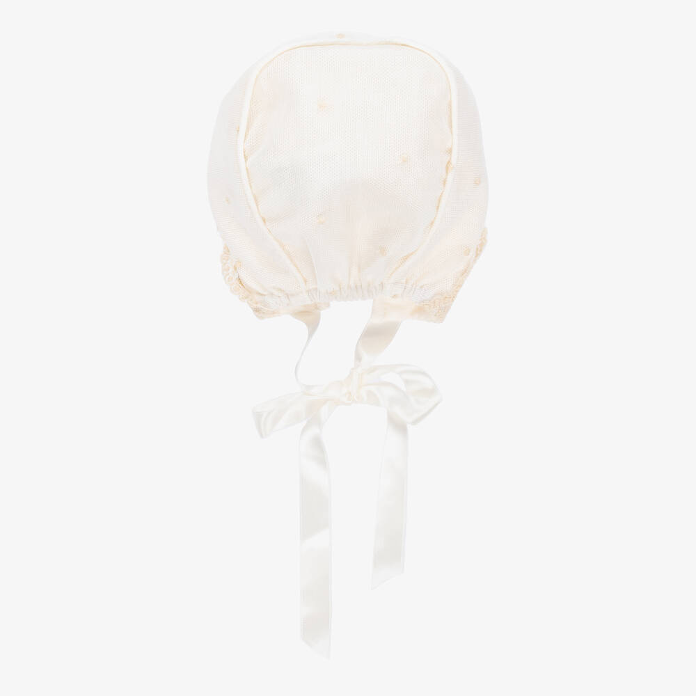 Artesanía Granlei-Baby Girls Ivory Lace Bonnet | Childrensalon Outlet