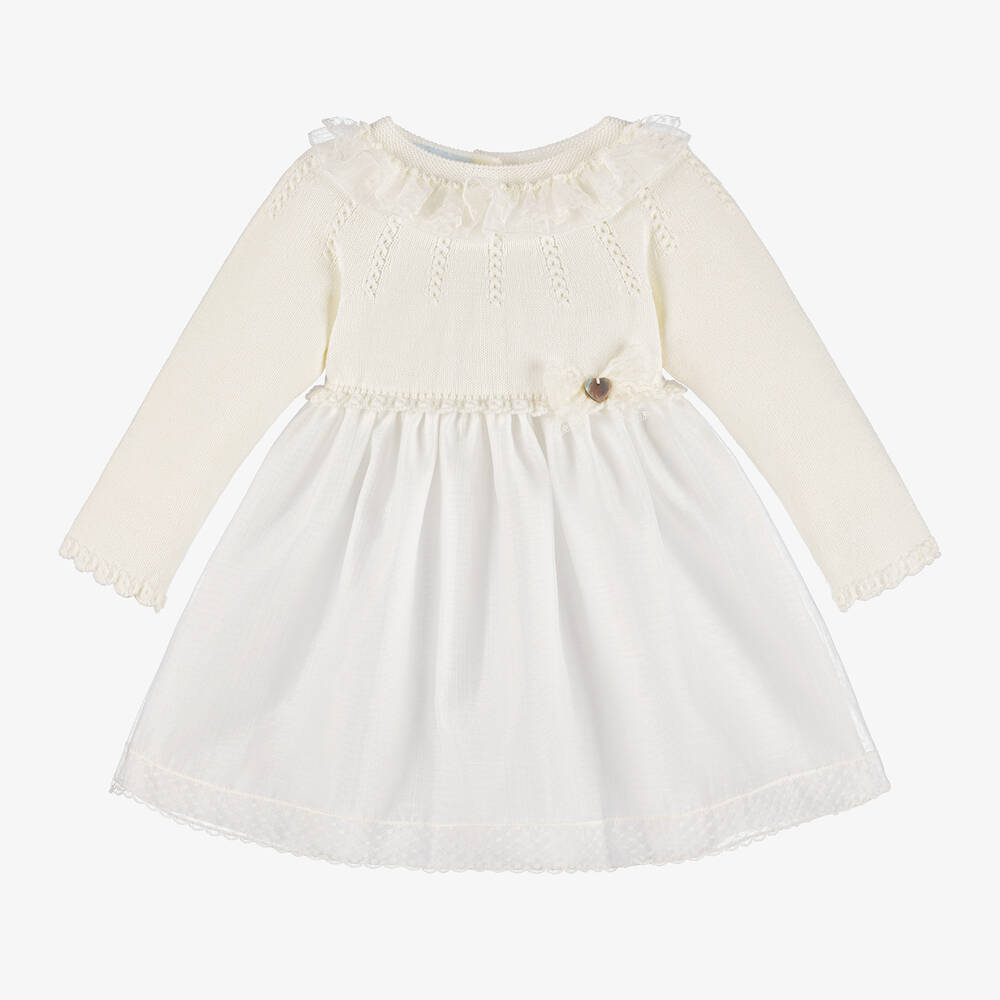 Artesanía Granlei-Baby Girls Ivory Lace Collar Knit Dress | Childrensalon Outlet