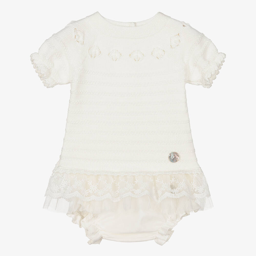 Artesanía Granlei - Baby Girls Ivory Lace Knit Shorts Set | Childrensalon