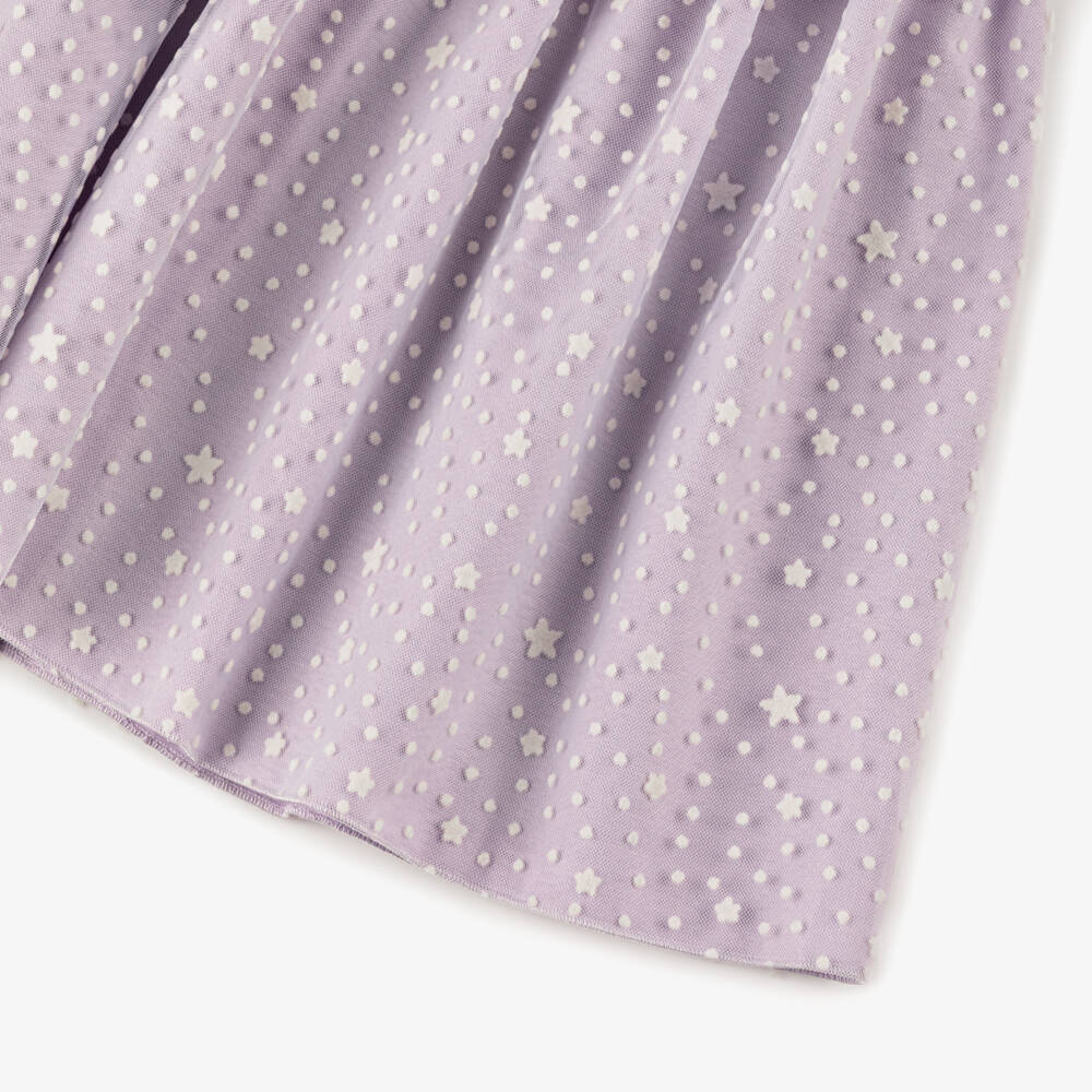 Artesanía Granlei-Baby Girls Ivory & Lilac Dress with Starry Tulle Overlay | Childrensalon Outlet