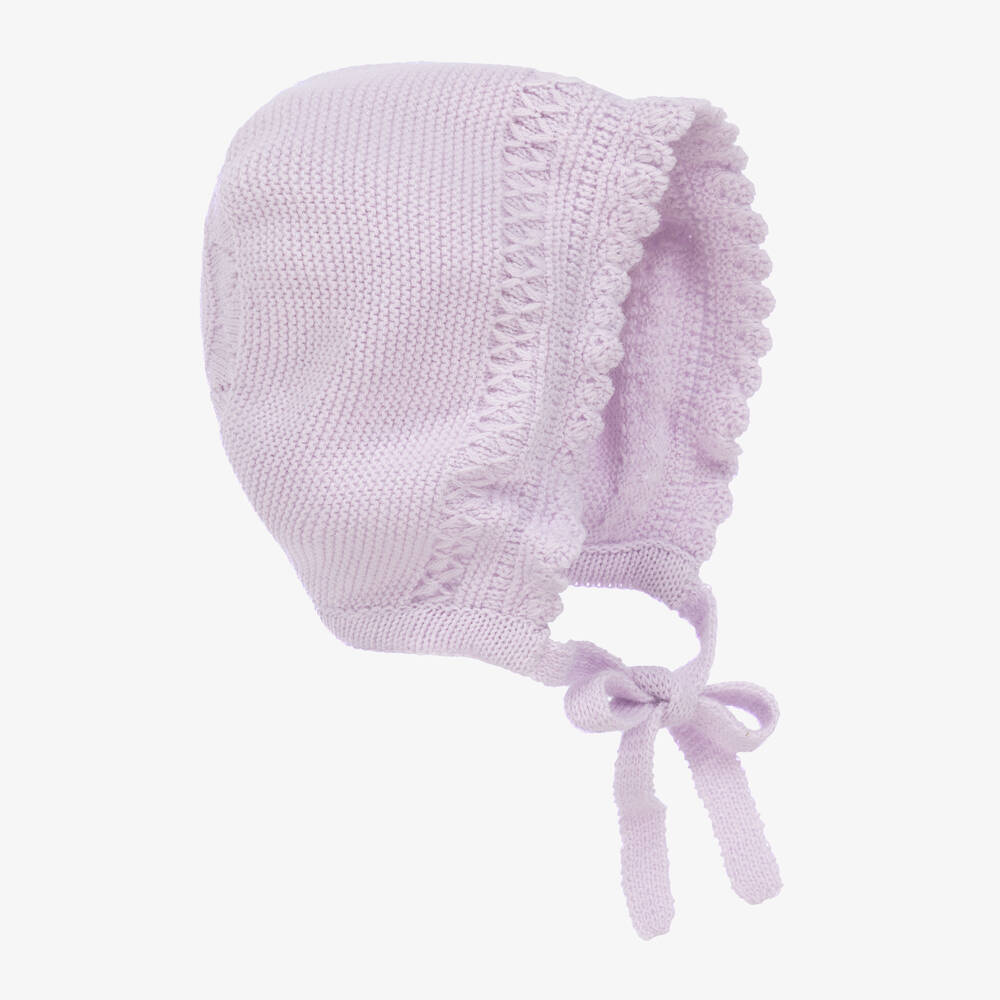 Artesanía Granlei - Baby Girls Lilac Purple Knitted Bonnet | Childrensalon