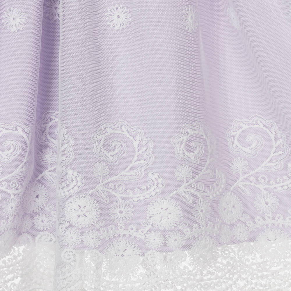 Artesanía Granlei-فستان قطن محبوك وتول لون بنفسجي للمولودات | Childrensalon Outlet