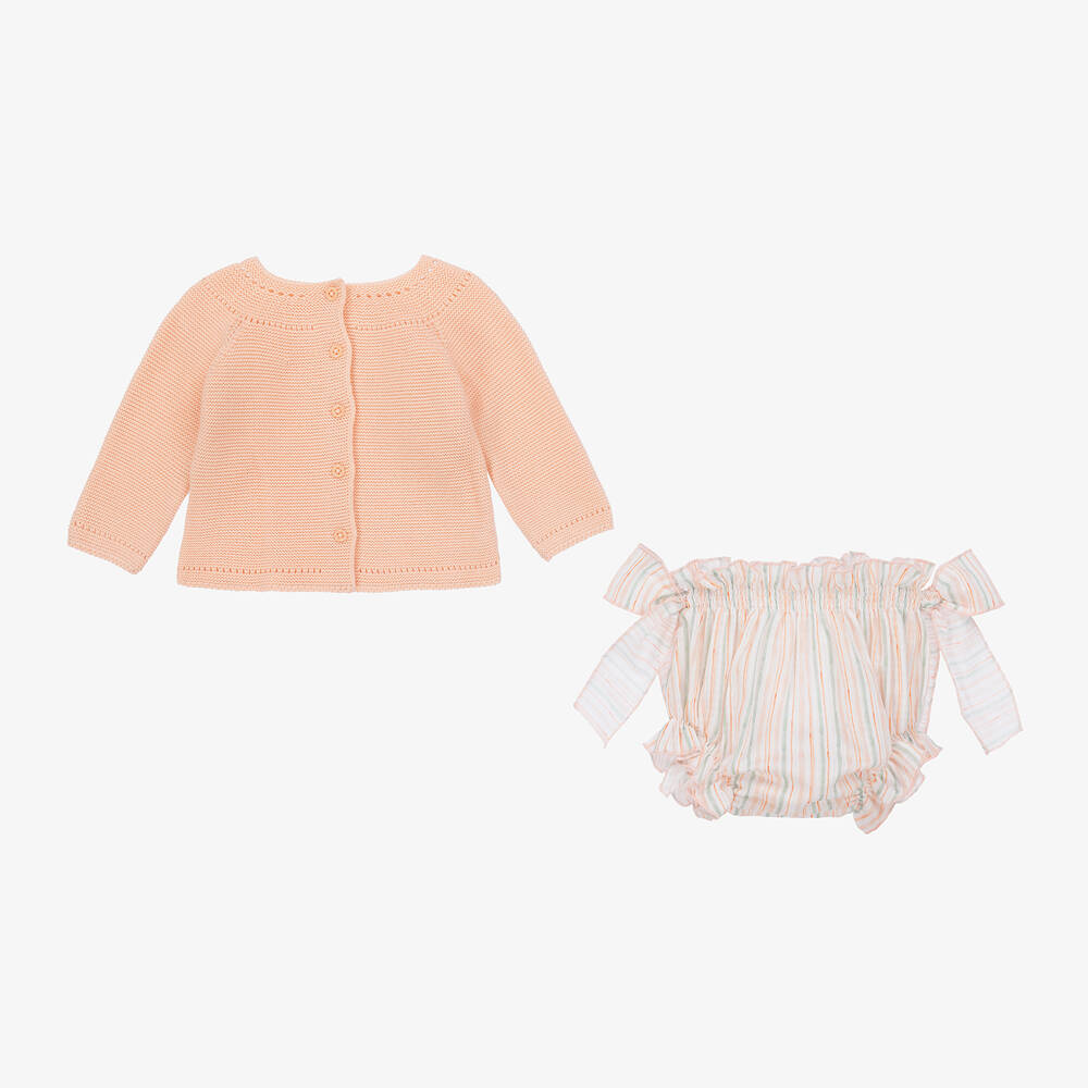 Artesanía Granlei-Baby Girls Orange Striped Shorts Set | Childrensalon Outlet
