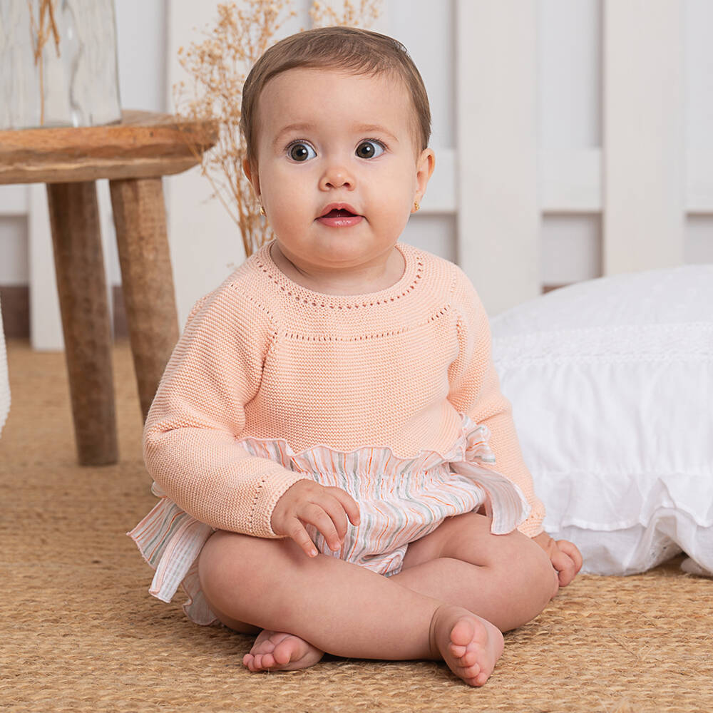 Artesanía Granlei-Baby Girls Orange Striped Shorts Set | Childrensalon Outlet