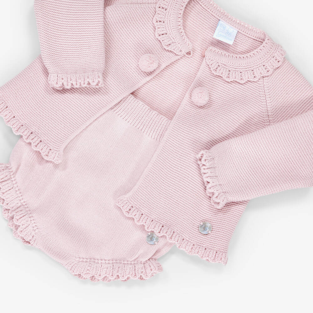 Artesanía Granlei-Baby Girls Pink Floral Blouse & Knitted Shorts Set | Childrensalon Outlet