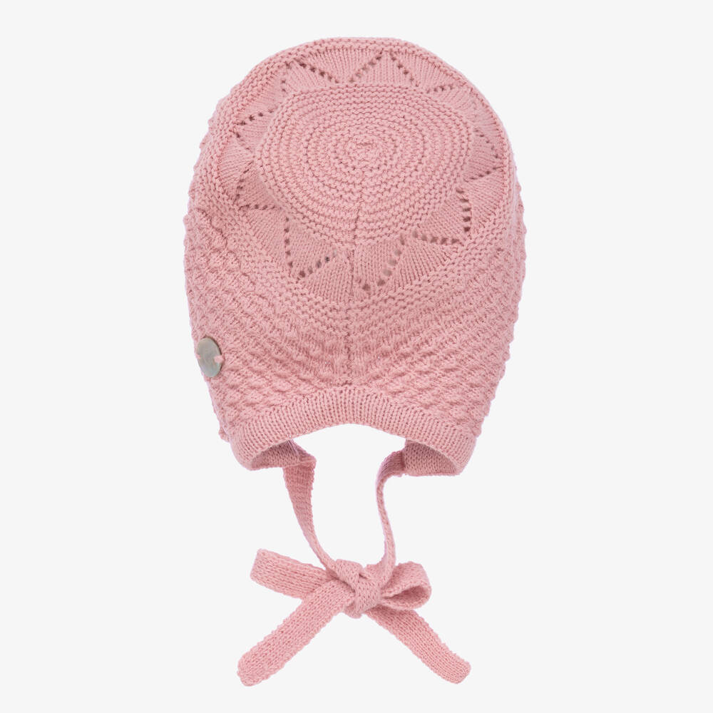 Artesanía Granlei-Baby Girls Pink Knitted Bonnet | Childrensalon Outlet