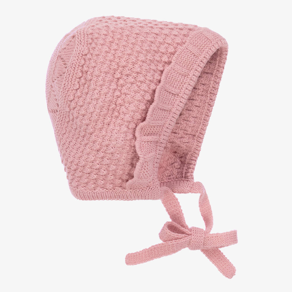 Artesanía Granlei - Baby Girls Pink Knitted Bonnet | Childrensalon