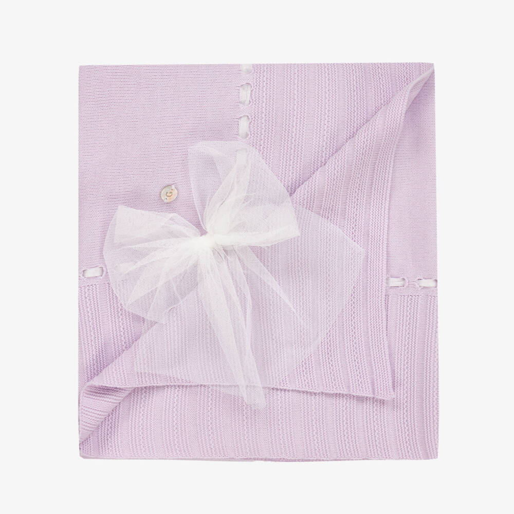 Artesanía Granlei-Baby Girls Purple Tulle Bow Blanket (102cm) | Childrensalon Outlet